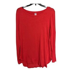 Old Navy Luxe Tunic Tee Coral Red Medium Tall Soft Stretch Top